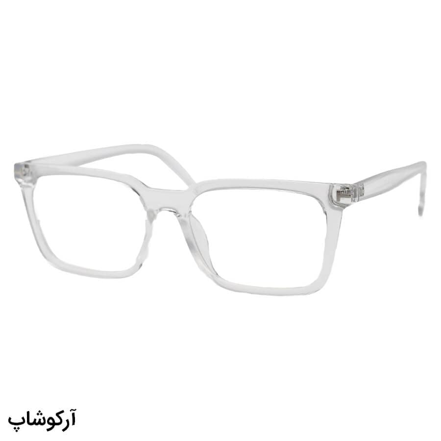 عینک طبی با فریم مستطیلی، از جنس کائوچو، بیرنگ و شفاف و لنز بلوکات و قابل تعویض مدل 203158