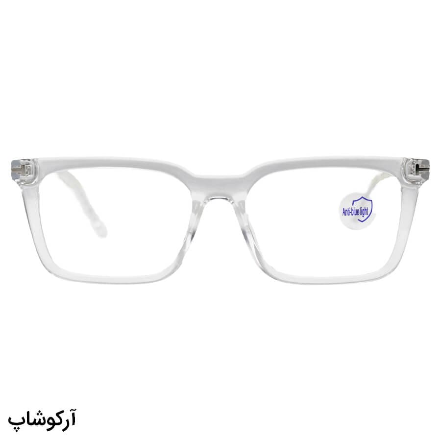 عینک طبی با فریم مستطیلی، از جنس کائوچو، بی‌رنگ و شفاف و لنز بلوکات و قابل تعویض مدل 203158 — تصویر ۳