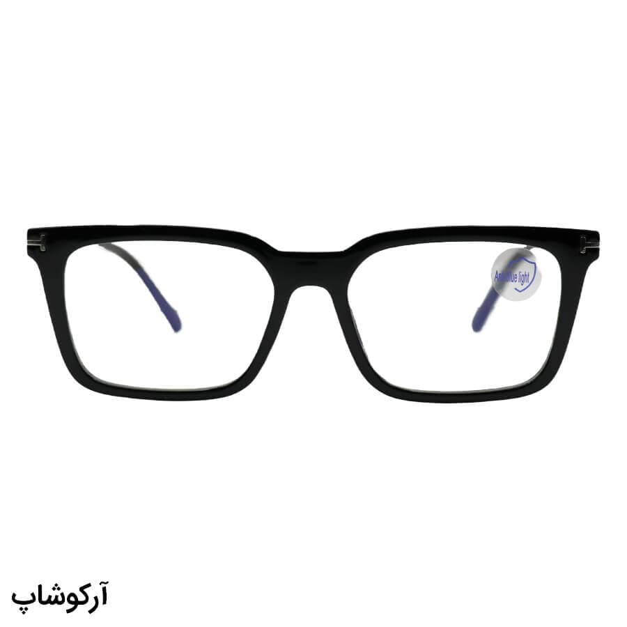 عینک طبی با فریم شکل مستطیلی، از جنس کائوچو، رنگ مشکی و لنز بلوکات و قابل تعویض مدل 203158 — تصویر ۳