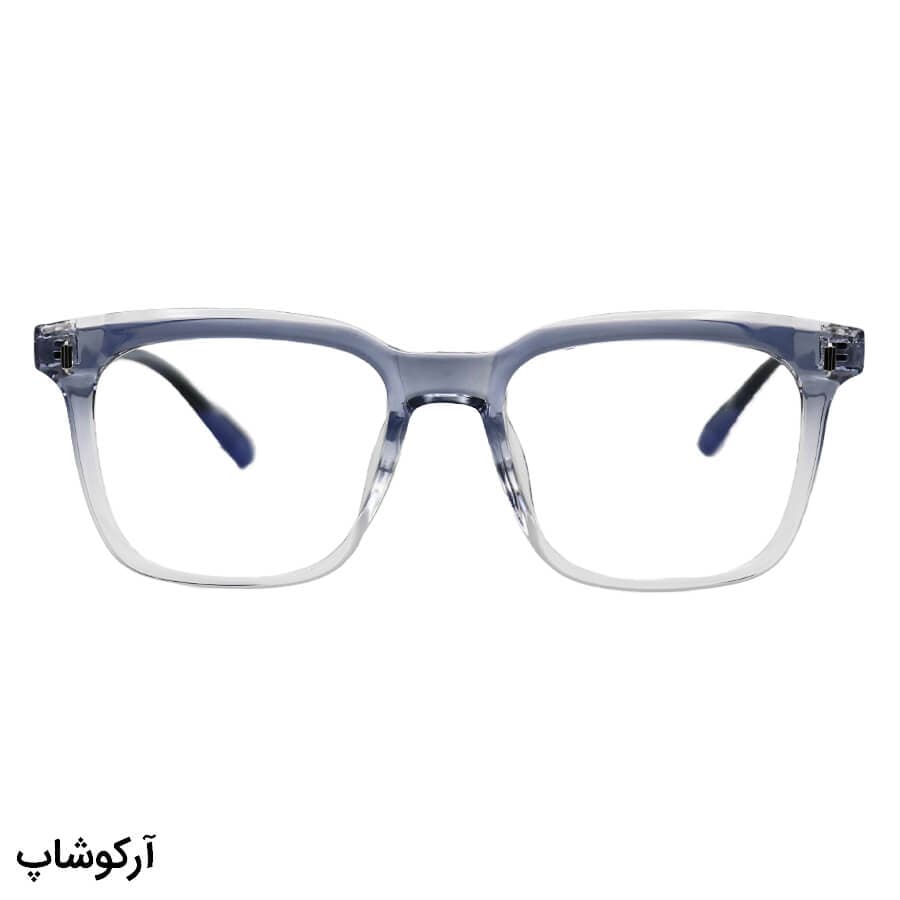 عینک طبی با فریم شکل مربعی، از جنس TR، رنگ آبی و لنز بلوکات و قابل تعویض مدل TR86012 — تصویر ۳