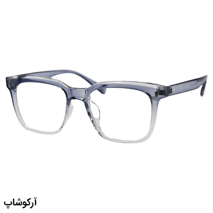 عینک طبی با فریم شکل مربعی، از جنس TR، رنگ آبی و لنز بلوکات و قابل تعویض مدل TR86012
