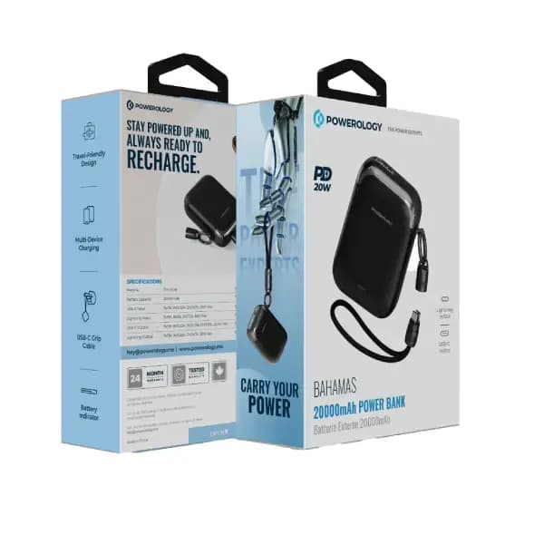 پاوربانک 20000 هزار 22.5 وات پاورولوژی مدل Powerology Bahamas with PD 22.5W Type C & 20W Lightning Input and Output — تصویر ۴