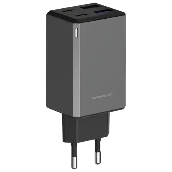 شارژر دیواری ۶۵ وات پاورولوژی مدل Powerology 65W GaN Multi-Port Travel Adapter