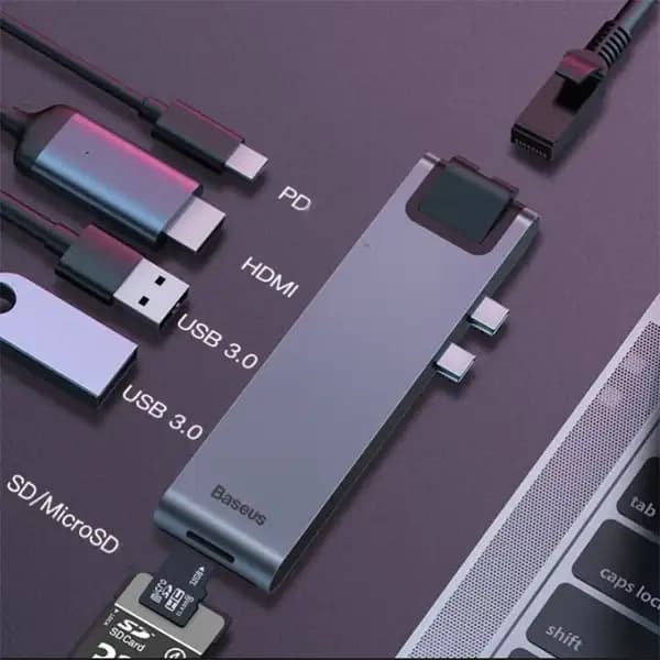 هاب 7 پورت تایپ سی بیسوس مدل Baseus CAHUB-L0G — تصویر ۳