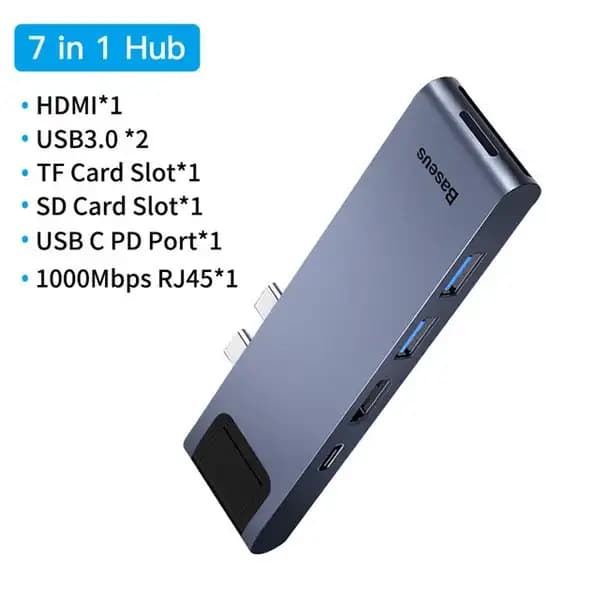 هاب 7 پورت تایپ سی بیسوس مدل Baseus CAHUB-L0G — تصویر ۶