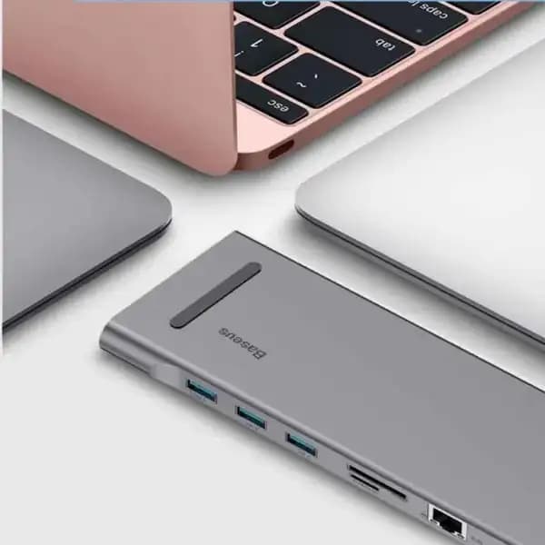 هاب آداپتور تایپ سی چند کاره بیسوس مدل Baseus Enjoyment CATSX-G0G Type C 11 in 1 Multi-function Docking Station for MacBook NoteBook — تصویر ۳
