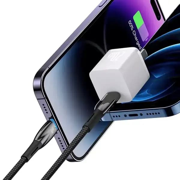 کابل تایپ سی به لایتنینگ 20 وات 2 متری بیسوس مدل Baseus Glimmer PD Fast Charging Data Cable CADH000101 — تصویر ۸