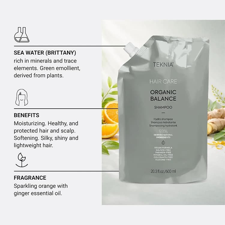 شامپو Lakme مدل Teknia Organic Balance حجم 600 میلی لیتر — تصویر ۳