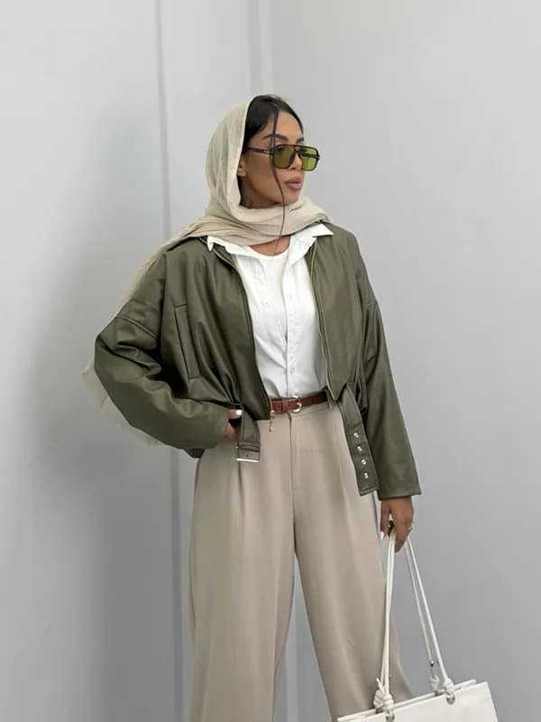 بامبر جکت دخترانه چرم 010354