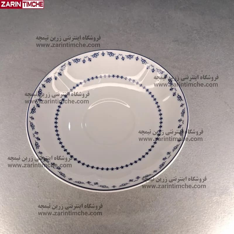 نعلبکی زیر استکانی چینی زرین مدل فرانسیس سرمه‌ای