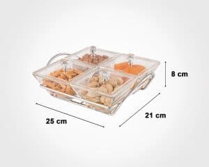 اردورخوری شیشه ای مربع استنددار 4 خانه با درب اکرولیک لیمون کد 2108 — تصویر ۳