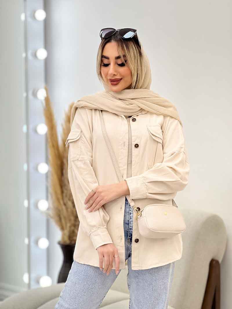 مانتو کتان آستین جیب کد 4417 — تصویر ۷