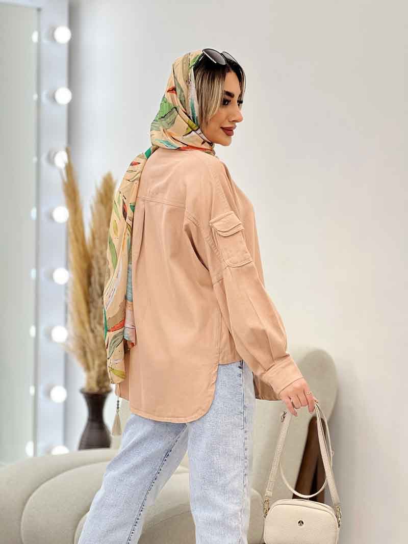 مانتو کتان آستین جیب کد 4417 — تصویر ۶
