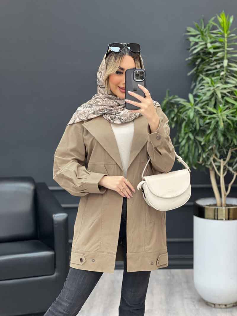 مانتو لینن دو جیب نما پایین پاگن کد 4447 — تصویر ۲