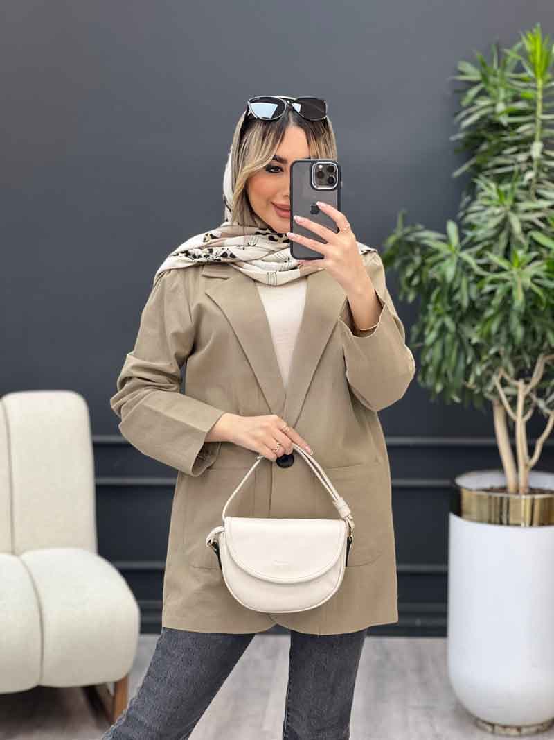 مانتو لینن کتی تک دکمه کد 4449 — تصویر ۳