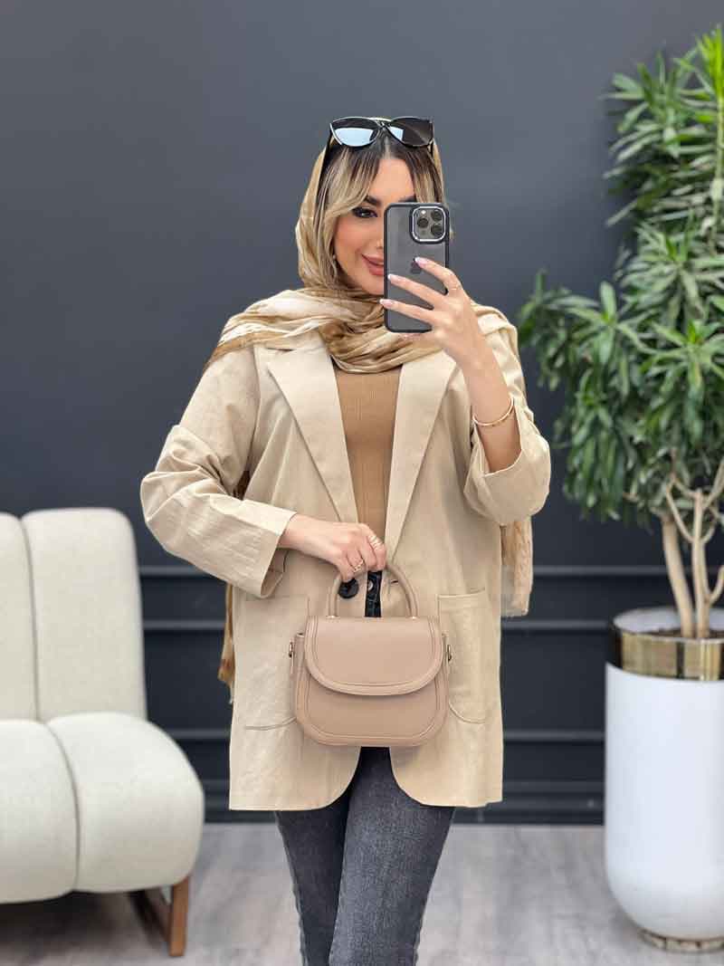 مانتو لینن کتی تک دکمه کد 4449 — تصویر ۵