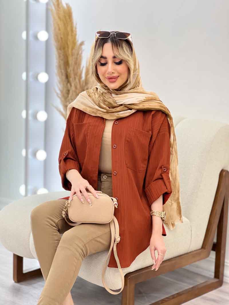 شومیز کراش آستین بند دار کد 4480 — تصویر ۵