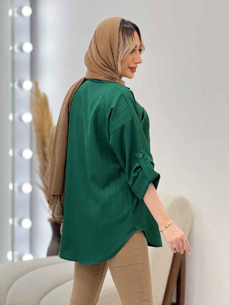 شومیز کراش آستین بند دار کد 4480 — تصویر ۴