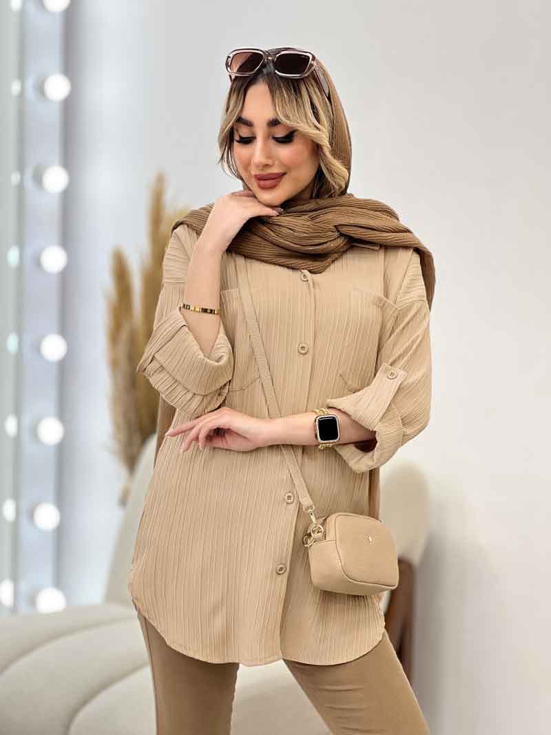 شومیز کراش آستین بند دار کد 4480 — تصویر ۷
