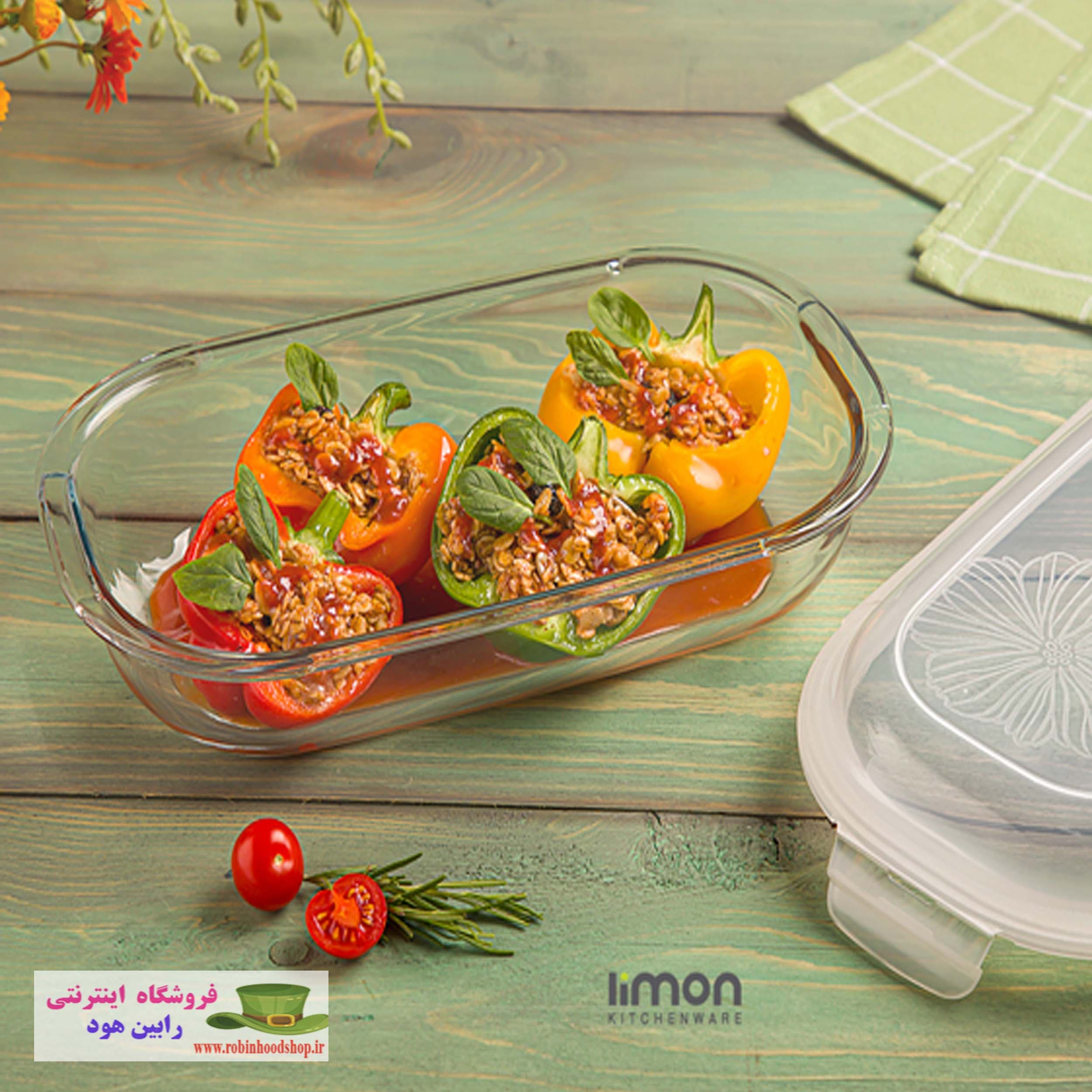 ظرف شیشه ای بیضی سرو و نگهداری دربدار 900 میلی لیتر — تصویر ۳
