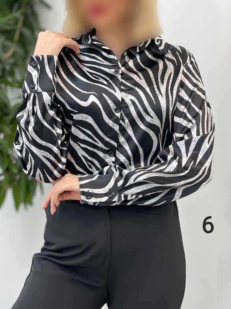 شومیز ساتن طرح دار کد 4353 — تصویر ۳