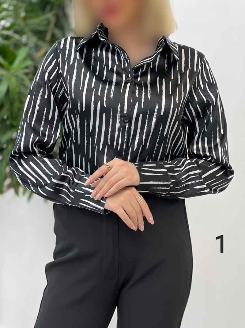 شومیز ساتن طرح دار کد 4353 — تصویر ۶