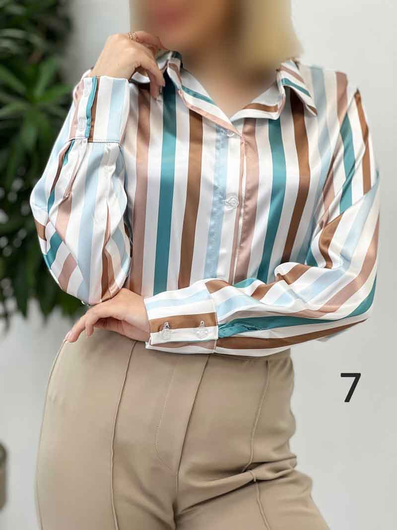 شومیز ساتن طرح دار کد 4353 — تصویر ۴