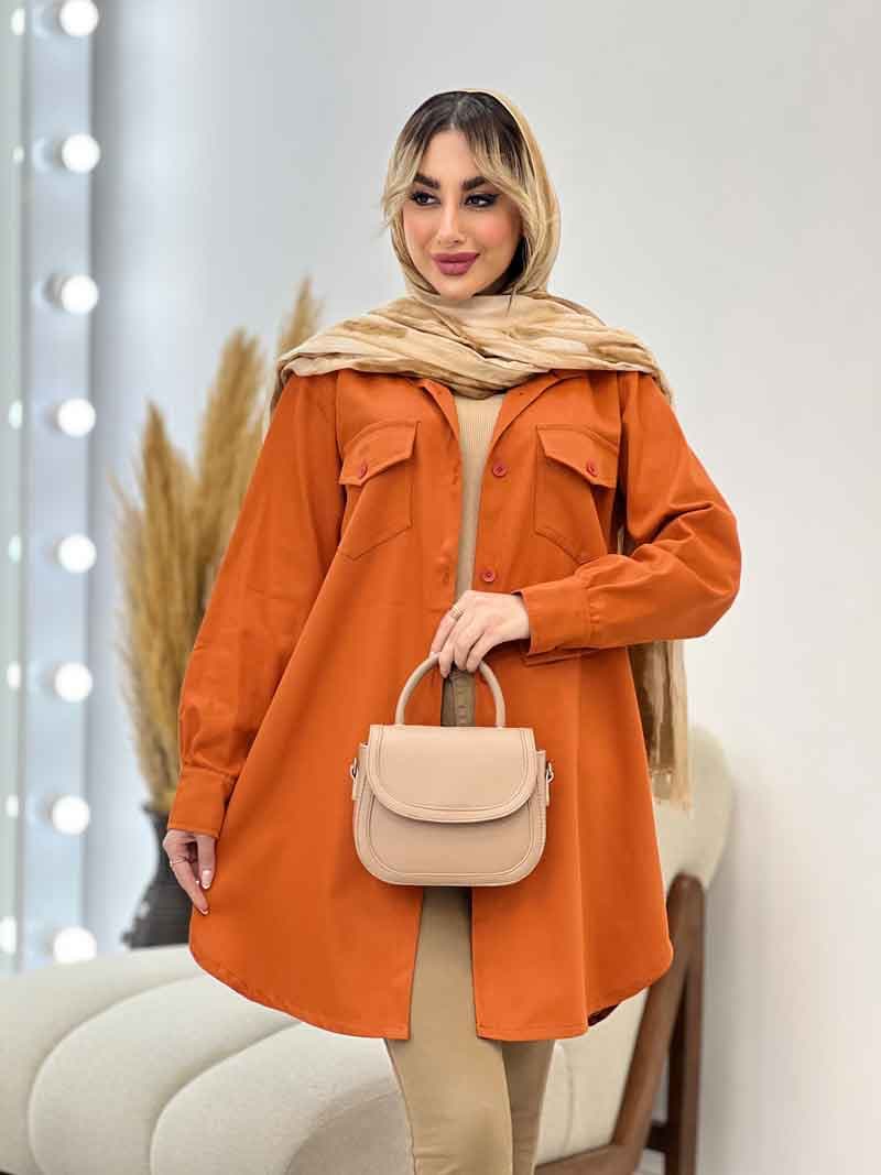 مانتو کتان دو جیب پاکتی کد 4396 — تصویر ۴