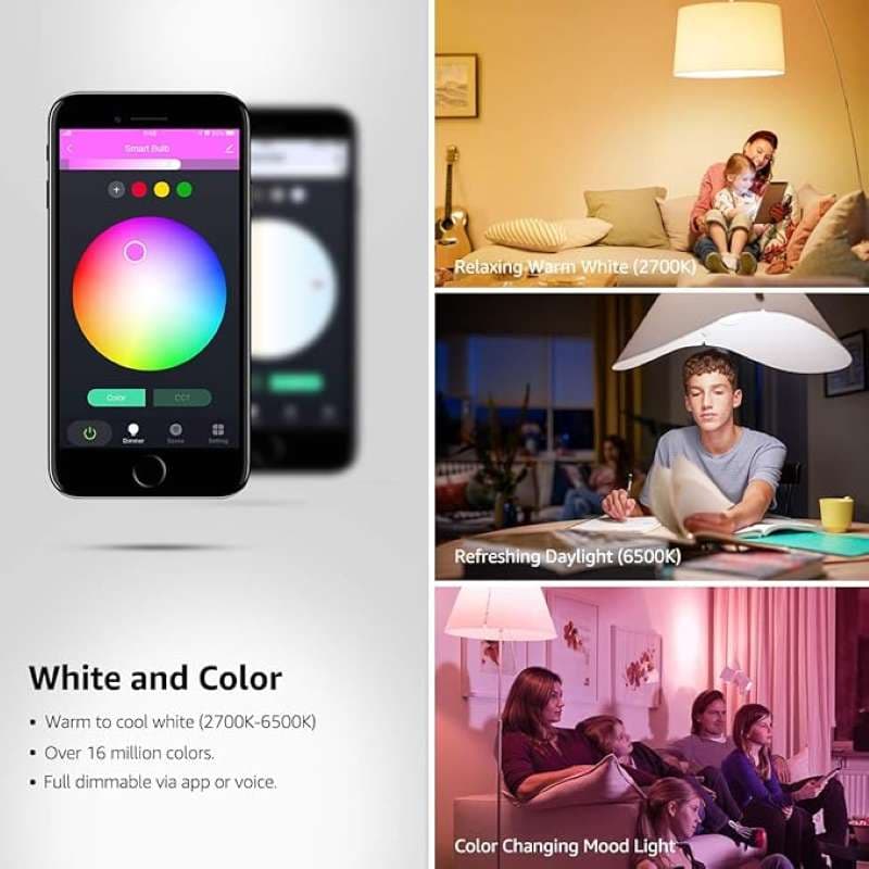 لامپ‌های هوشمند وای‌فای، چراغ‌های LED با قابلیت تغییر رنگ برند lepro بسته ۴ عددی — تصویر ۴