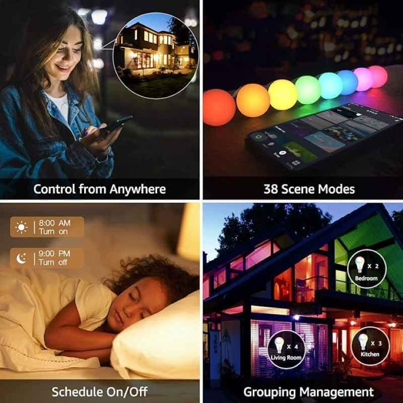 لامپ‌های هوشمند وای‌فای، چراغ‌های LED با قابلیت تغییر رنگ برند lepro بسته ۴ عددی — تصویر ۵