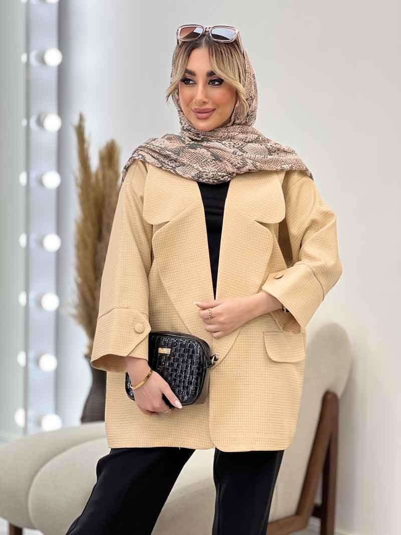 مانتو یقه انگلیسی آستین دکمه کد 4386 — تصویر ۲