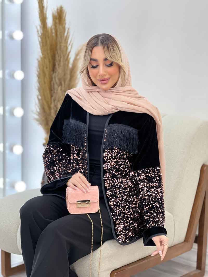 مانتو پولک دوزی ریش دار کد 4403 — تصویر ۸