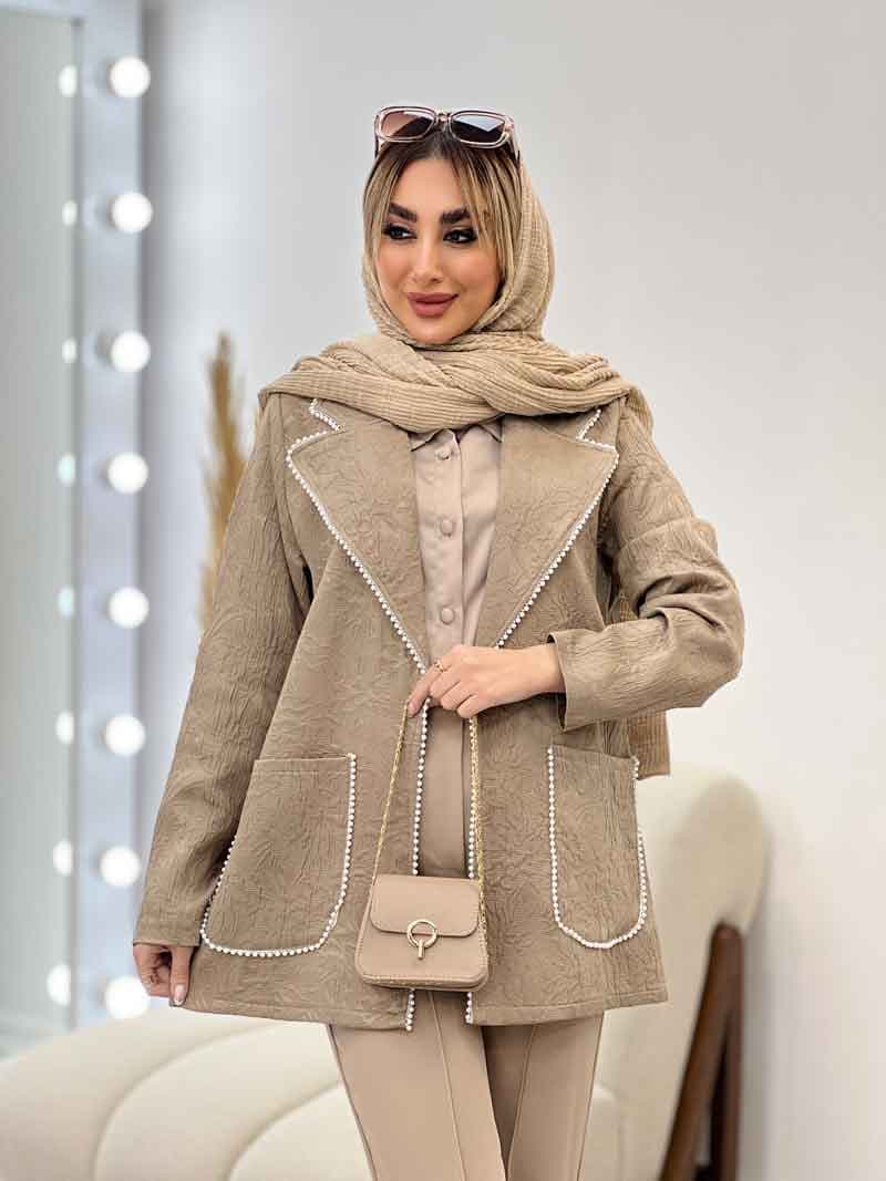 مانتو ژاکارد دو جیب مروارید کد 4330 — تصویر ۳