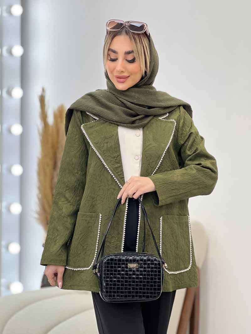 مانتو ژاکارد دو جیب مروارید کد 4330 — تصویر ۲