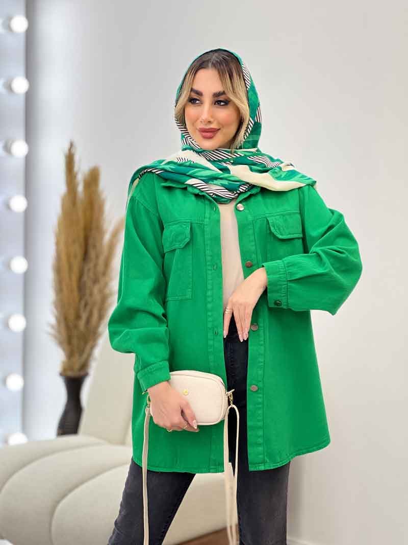 مانتو کتان رنگی دو جیب کد 4374 — تصویر ۴