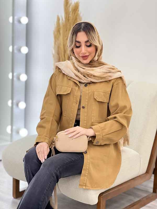 مانتو کتان رنگی دو جیب کد 4374 — تصویر ۳