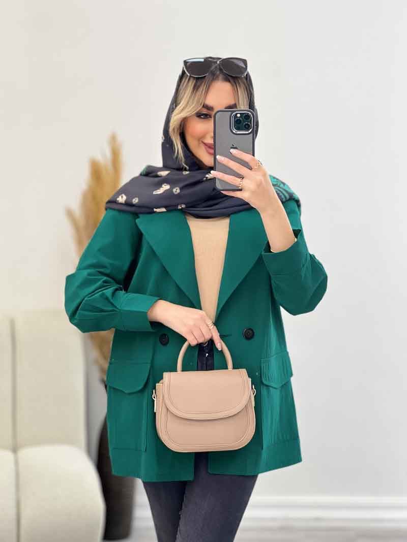 مانتو لینن چهاردکمه پشت پاگن کد 4372 — تصویر ۲