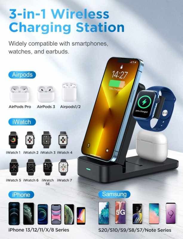 شارژ بیسیم ۳ در ۱ برند TOMANTO مدل W316 — تصویر ۲