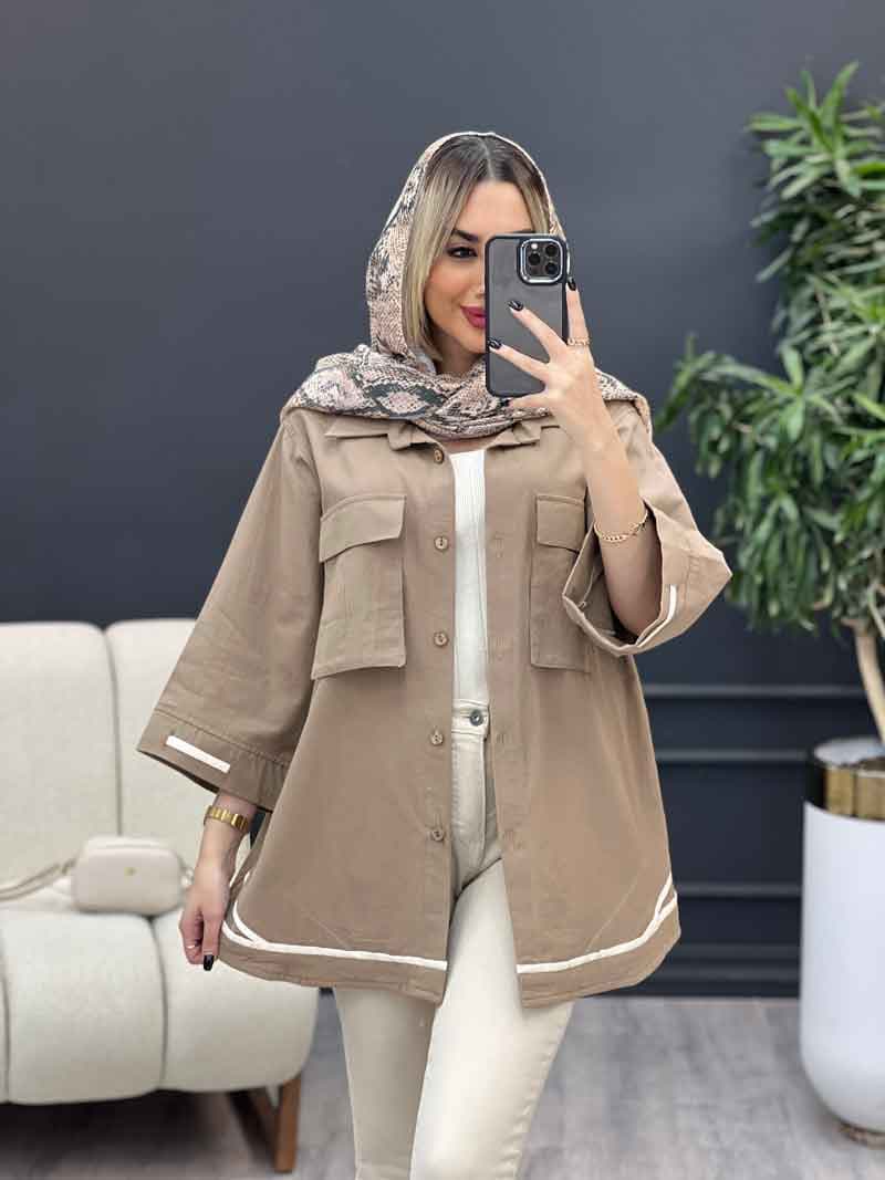 مانتو نوار دوزی دو جیب کد 4290 — تصویر ۳