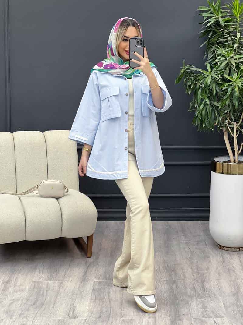 مانتو نوار دوزی دو جیب کد 4290 — تصویر ۸