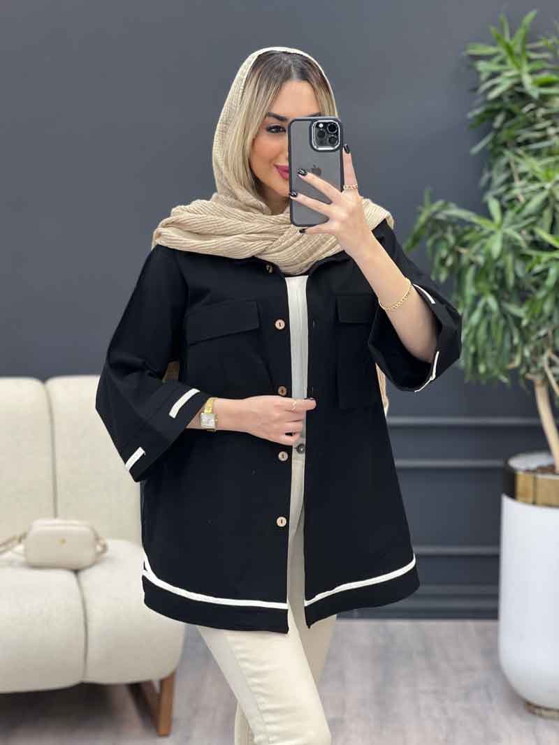 مانتو نوار دوزی دو جیب کد 4290 — تصویر ۵