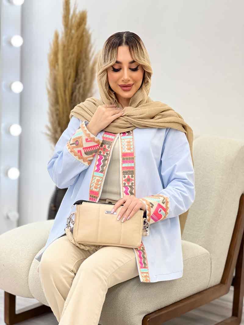 مانتو جلو باز خرجه کار هندی کد 4354 — تصویر ۷