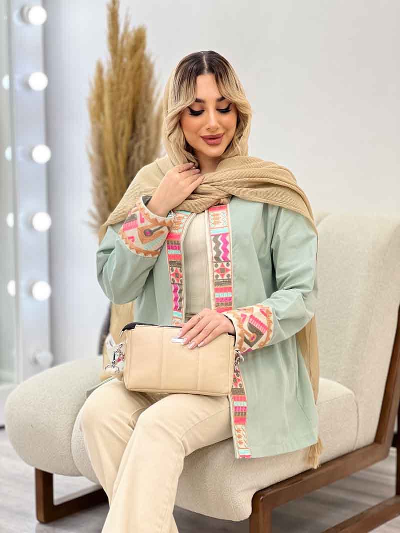 مانتو جلو باز خرجه کار هندی کد 4354 — تصویر ۵