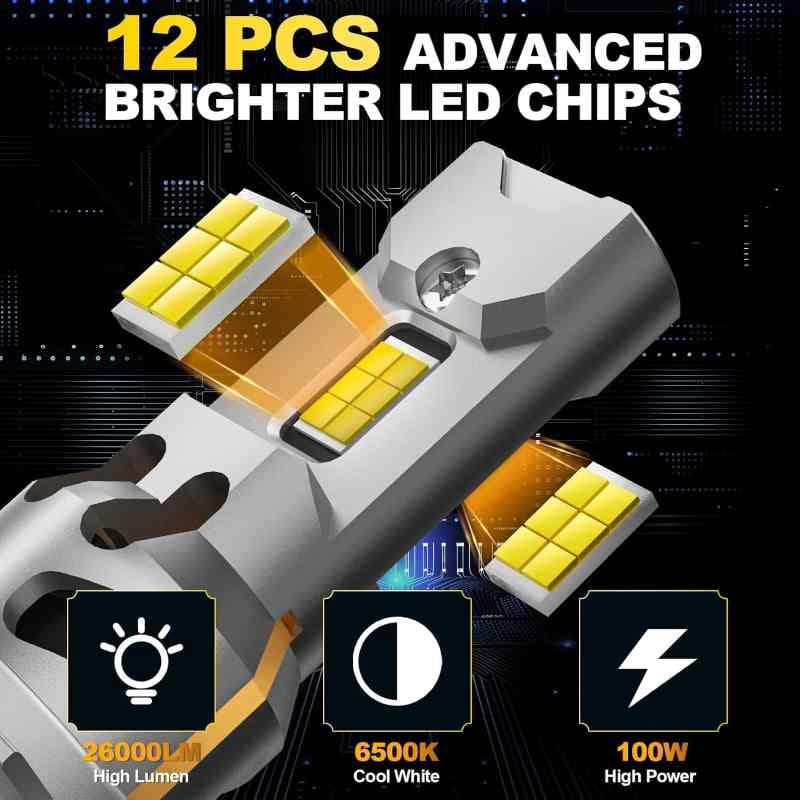 هدلایت‌ LED چراغ جلو KOYOSO H7 با توان ۱۰۰ وات: ۲۶۰۰۰ لومن — تصویر ۲