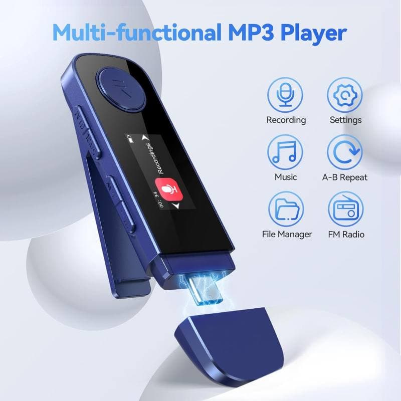 پخش کننده MP3 برند AGPTEK مدلU5PL با ظرفیت 64 گیگابایت USB و بلوتوث — تصویر ۳