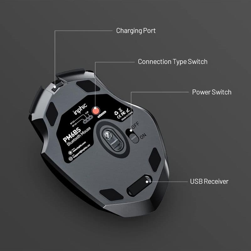 ماوس ارگونومیک بلوتوث INPHIC مدل PM6BS — تصویر ۵