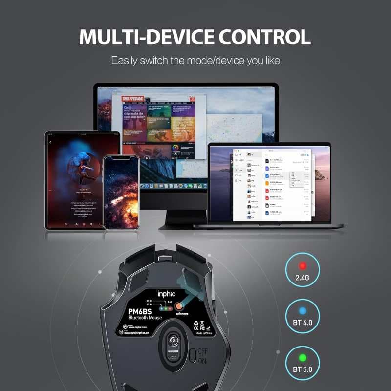 ماوس ارگونومیک بلوتوث INPHIC مدل PM6BS — تصویر ۳
