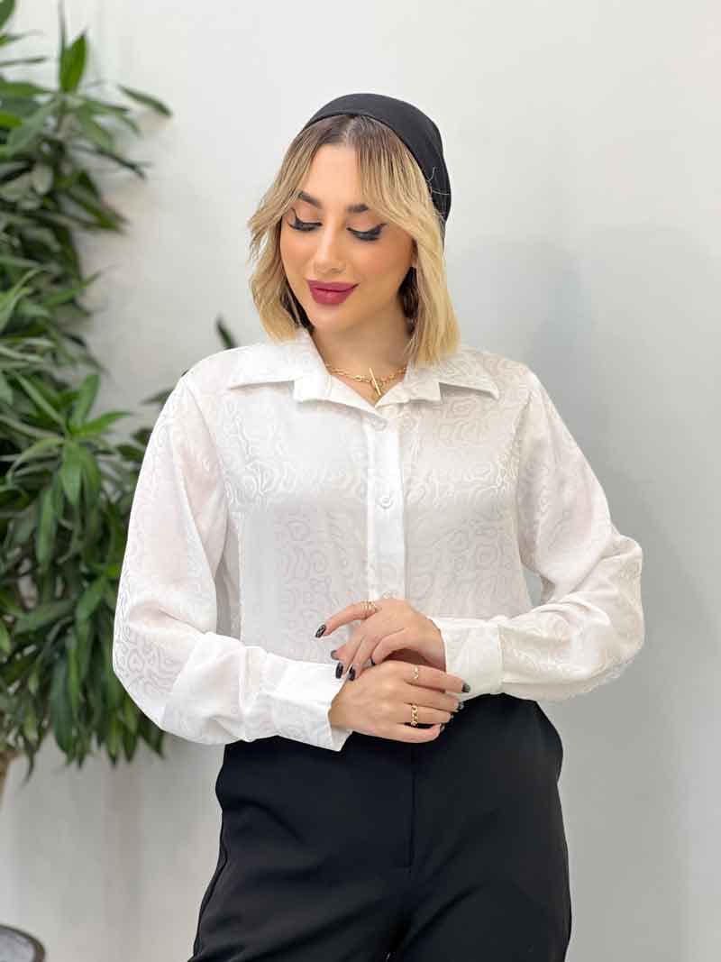 شومیز ساتن طرح دار کد 4301 — تصویر ۴