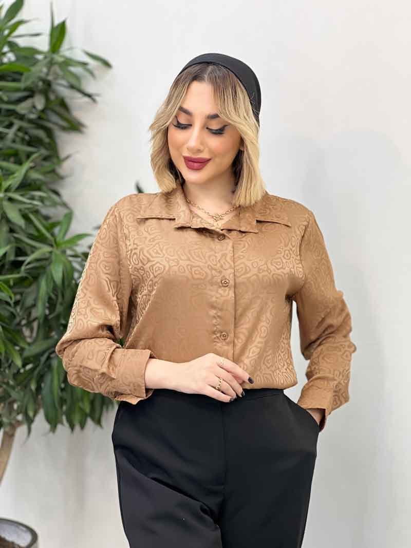 شومیز ساتن طرح دار کد 4301 — تصویر ۳