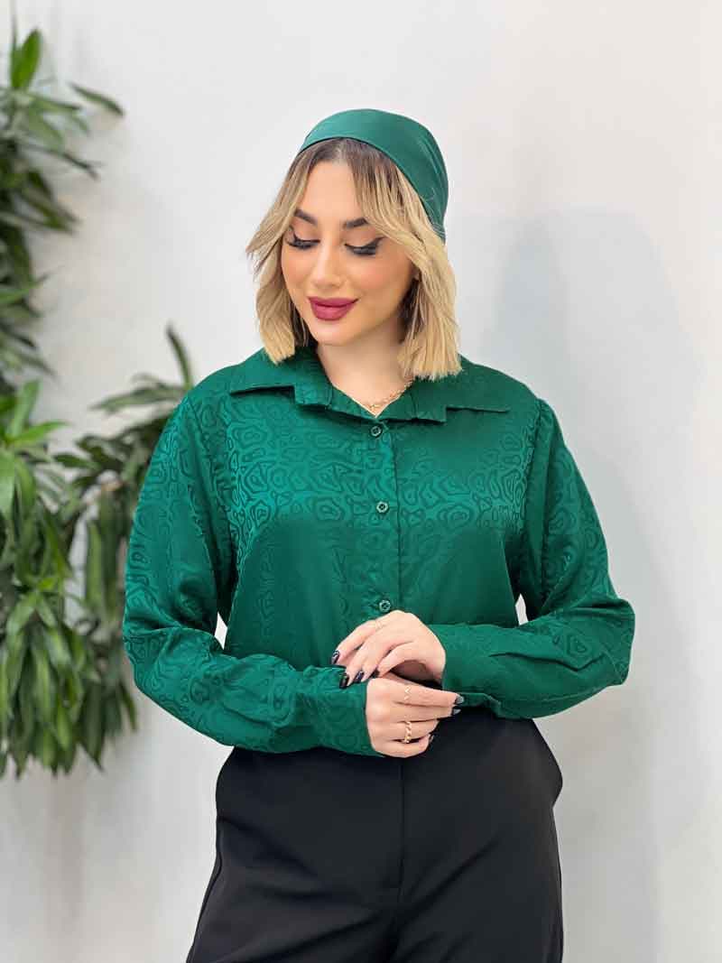 شومیز ساتن طرح دار کد 4301 — تصویر ۲